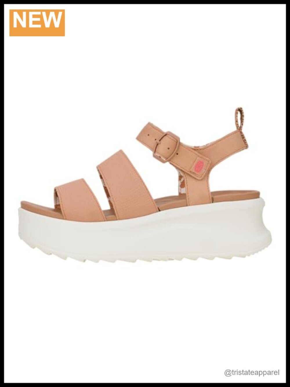 Platform Wedge Sandal with Adjustable Buckle & Pull Tab